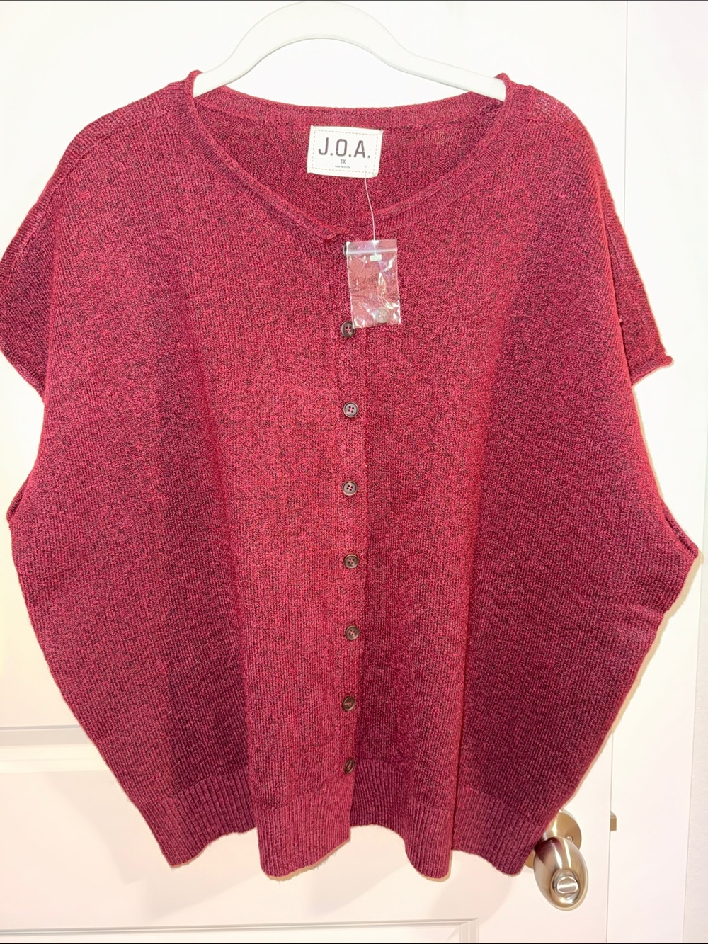 J.O.A. Marled Red Button-Front Knit Cardigan